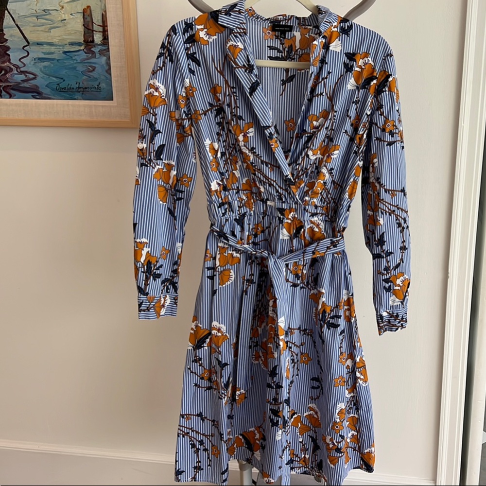 Who What Wear Blue and Orange Wrap Sundress